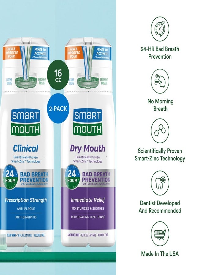 SmartMouth Dry Mouth & Clinical Activated Mouthwash - Dry Mouth Relief & Gum Protection - Bad Breath Prevention Mouthwash, 16 fl oz Each - Image 5
